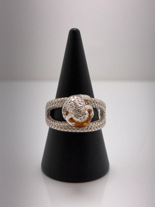 Sterling Silver Frog Amber Ring