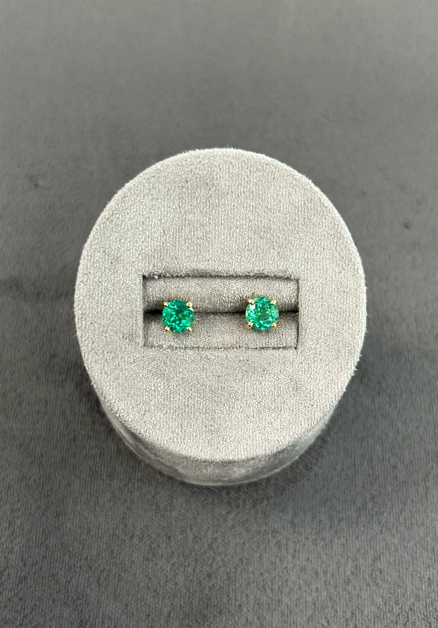 9ct Yellow Gold Lab Emerald Stud Earrings