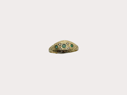 9ct Gold Emerald and Diamond Signet Band
