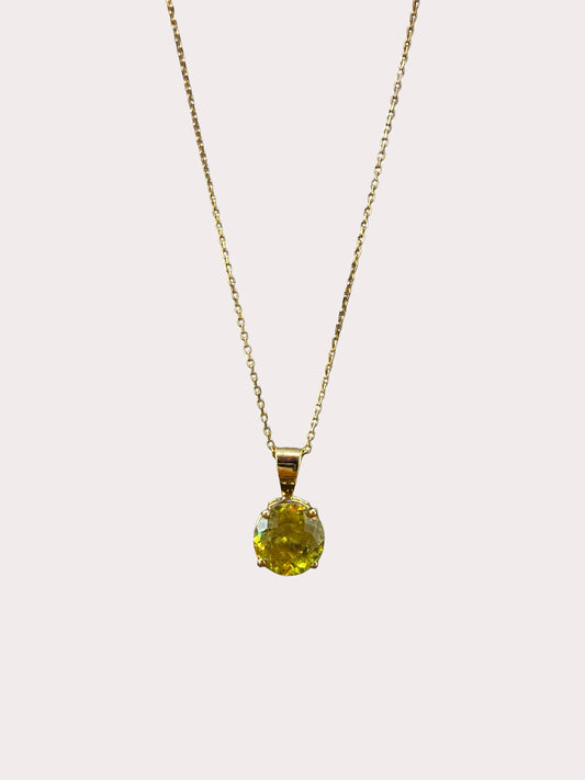 9ct Gold Full Fire Green Sphene Pendant