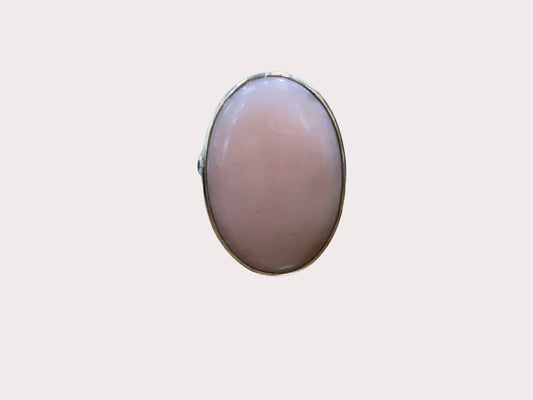 Sterling Silver Heavy Pink Opal Ring 8.1