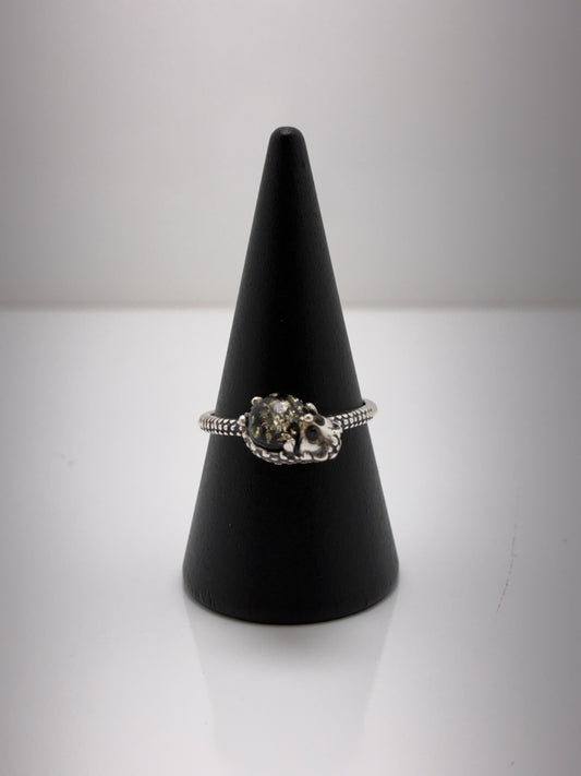 Sterling Silver Hedgehog Amber Ring
