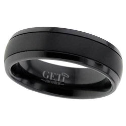 Dome profile, twin finish Black Zirconium ring