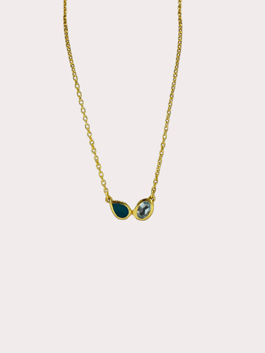 Sterling Silver Gold Plated Two Stone Necklace