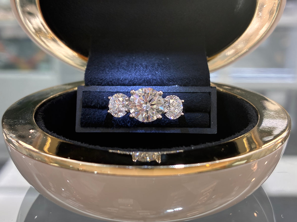 Platinum 3 Stone Round Brilliant Ring 3.55ct Total