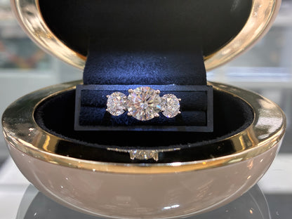 Platinum 3 Stone Round Brilliant Ring 3.55ct Total