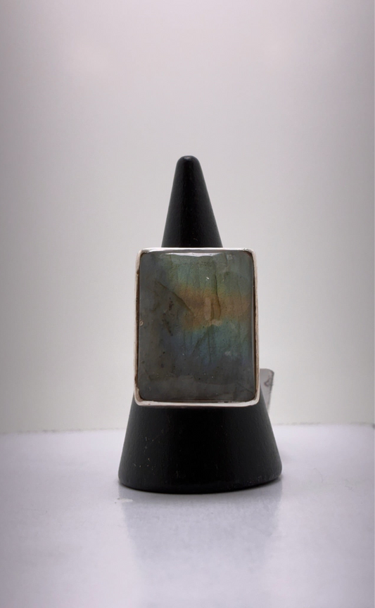 Sterling Silver Heavy Labradorite Ring-9.44