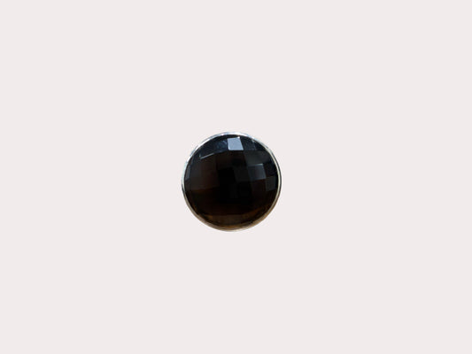 Sterling Silver Heavy Faceted Onyx Ring