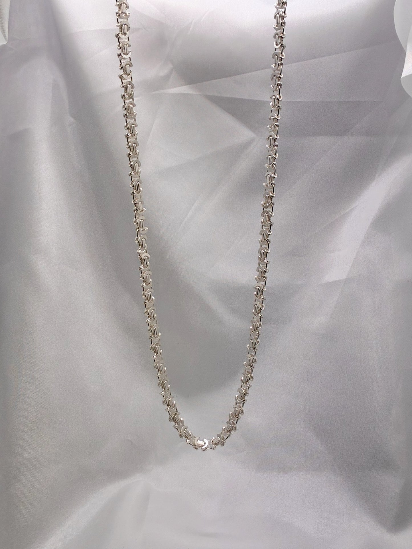 Sterling Silver Flat Byzantine Necklace 36.5g