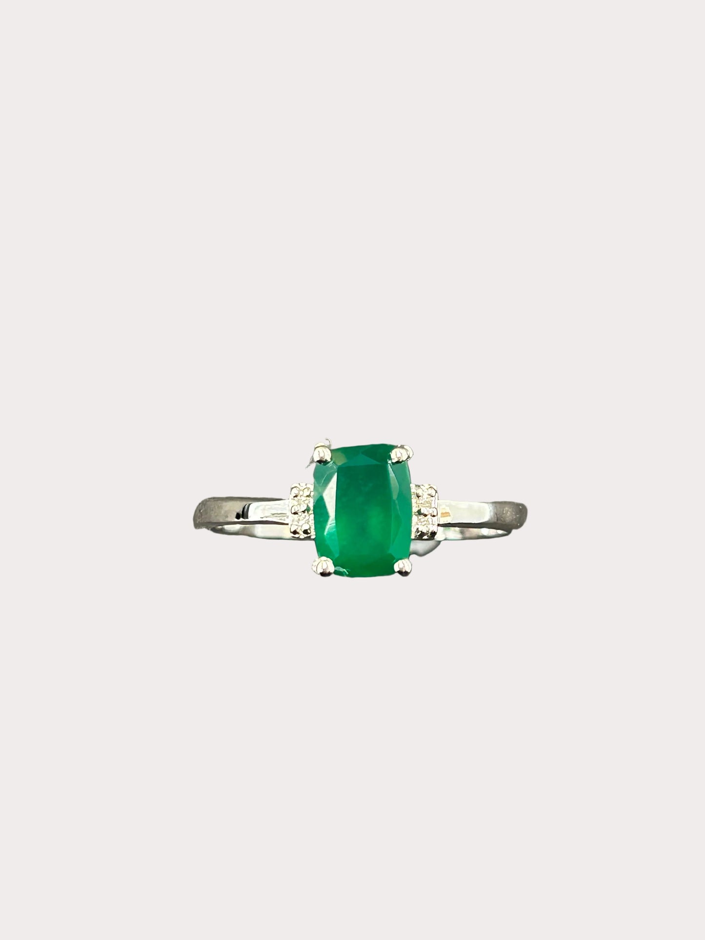 Sterling Silver Cushion Cut Gemstone Ring