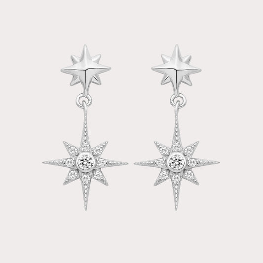 Sterling Silver Northern Star Drop Earrings
