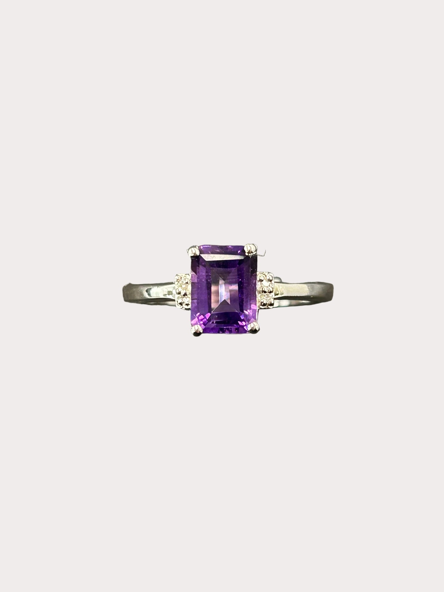 Sterling Silver Emerald Cut Gemstone Ring