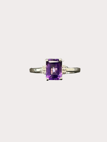 Sterling Silver Emerald Cut Gemstone Ring