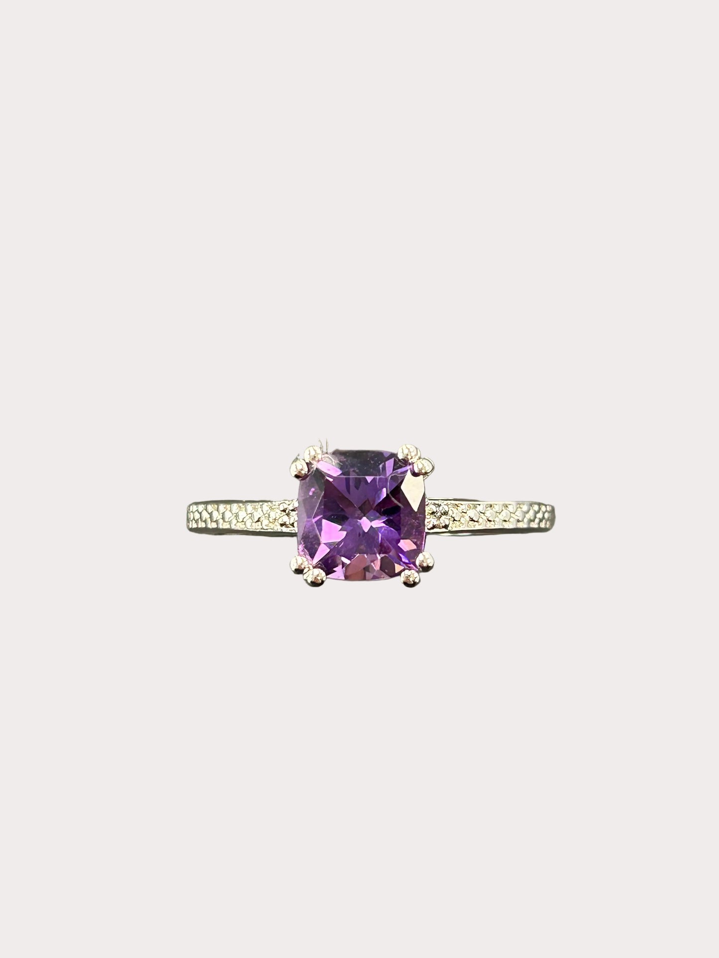Sterling Silver Cushion Cut Gemstone Ring