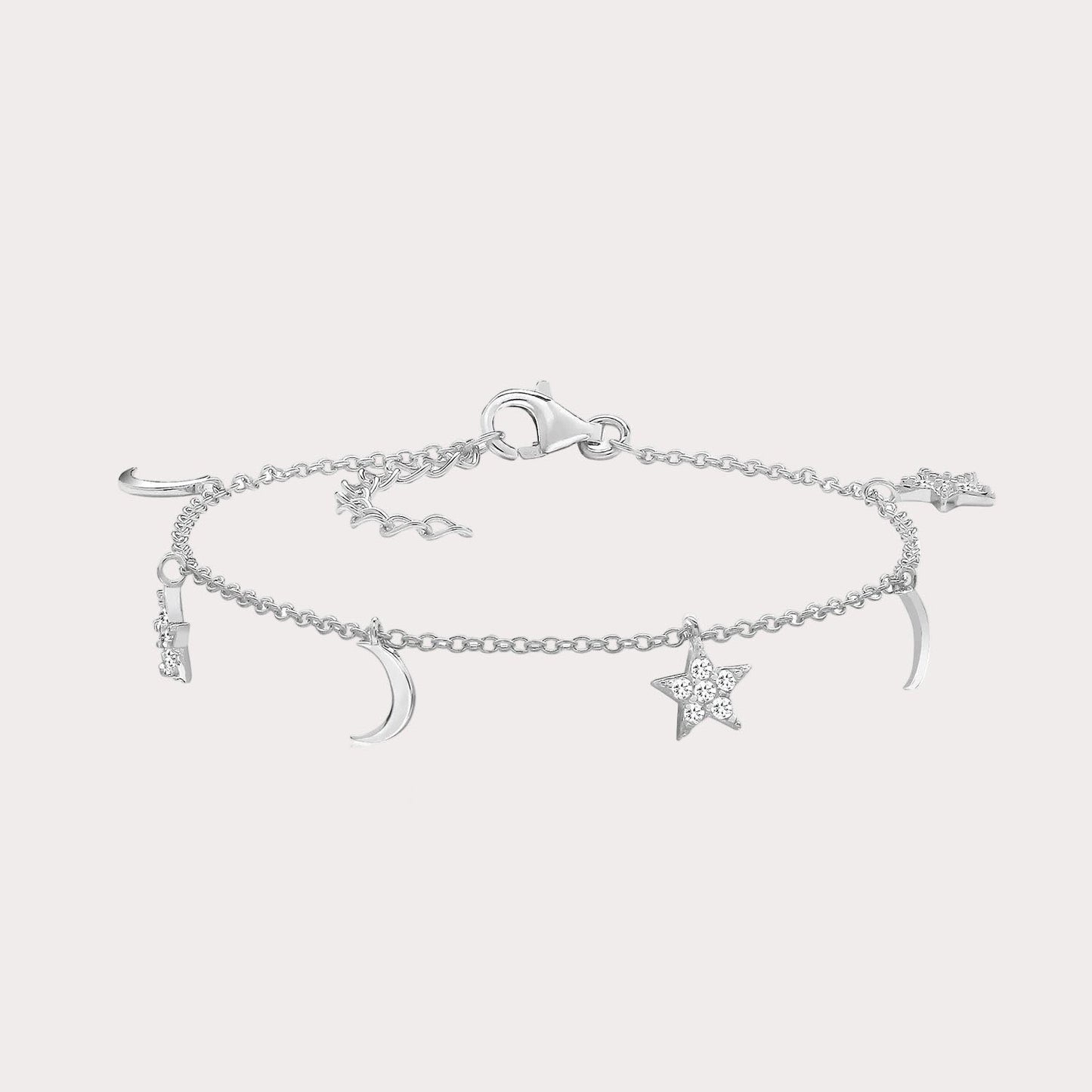 Sterling Silver Moon and Star Bracelet