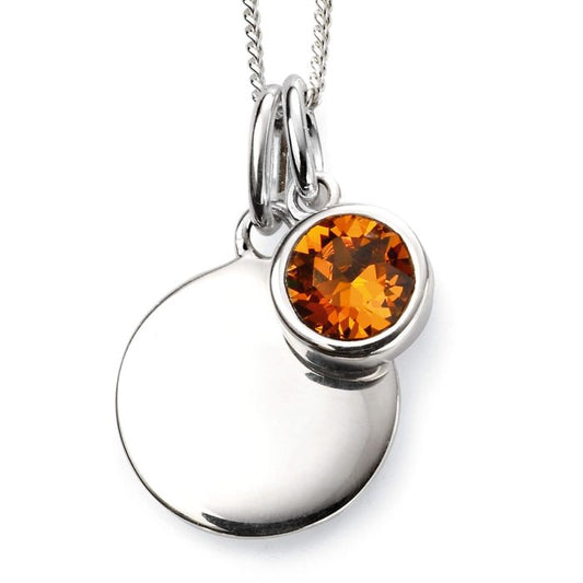 Sterling Silver November Crystal Pendant