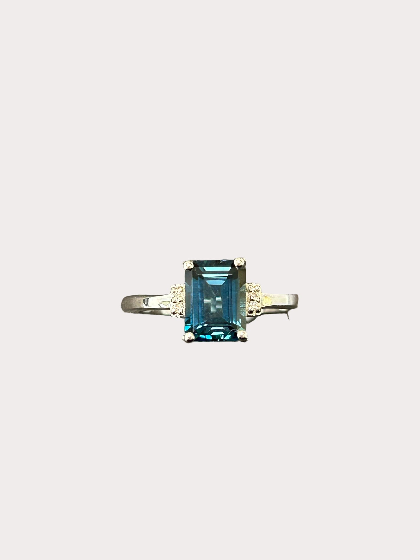 Sterling Silver Emerald Cut Gemstone Ring