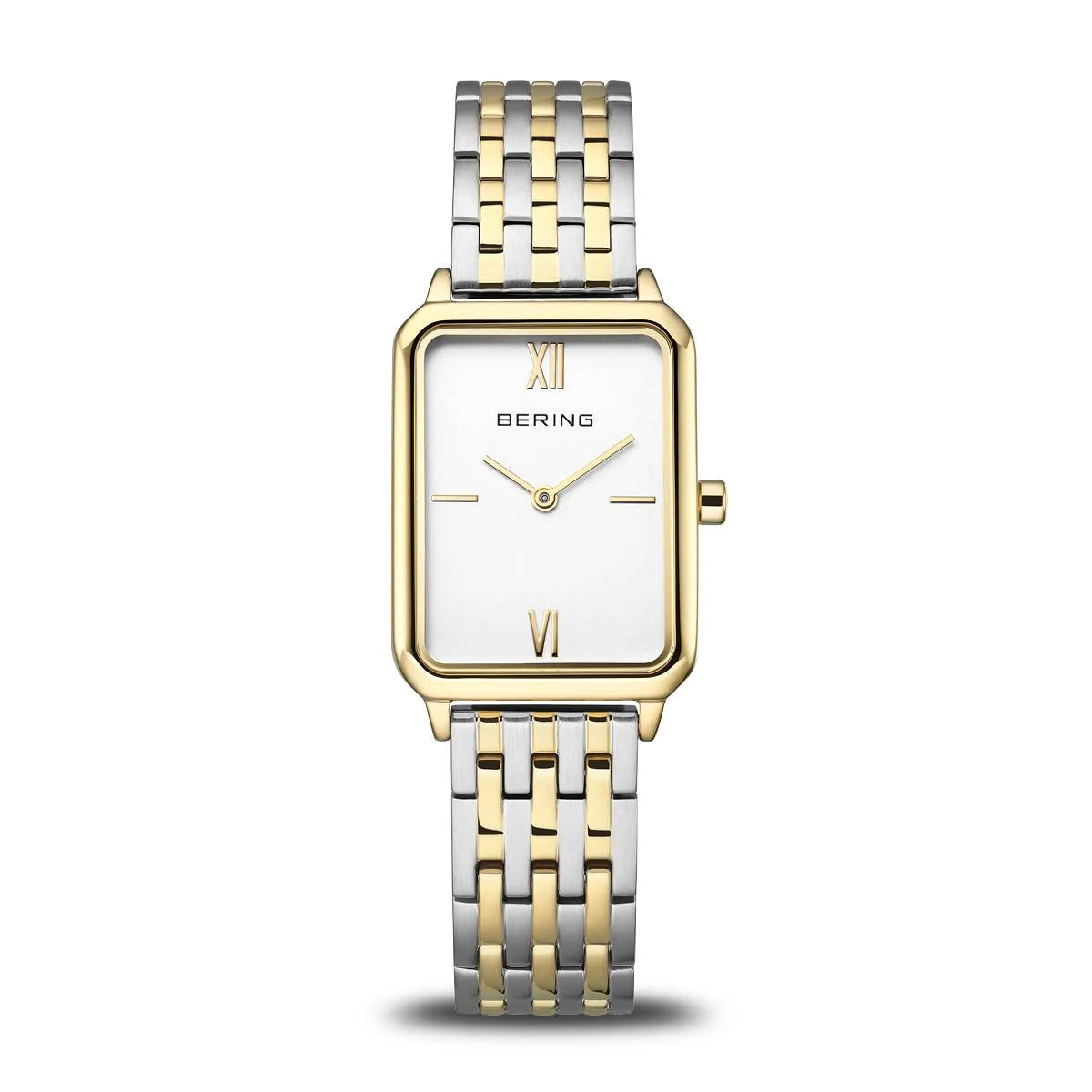 Bering Time Ladies 23mm Rectangle Two Tone Stainless Steel Watch