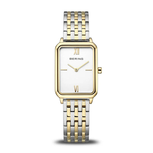 Bering Time Ladies 23mm Rectangle Two Tone Stainless Steel Watch
