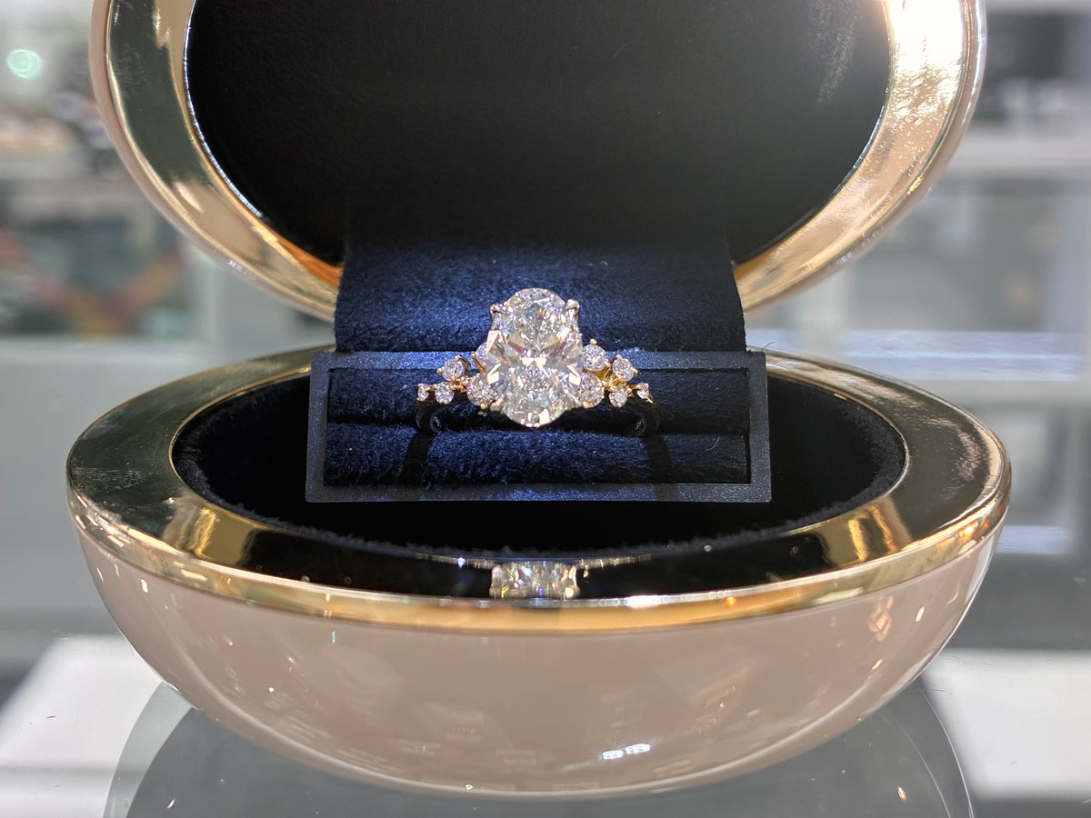 18ct and Platinum Oval Diamond with Floral Set Shoulders 2.53ct