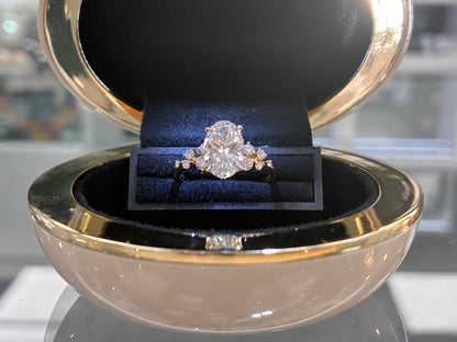 18ct and Platinum Oval Diamond with Floral Set Shoulders 2.53ct
