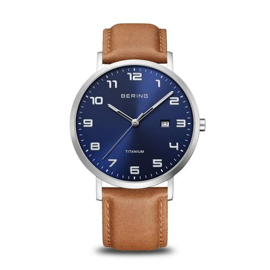Bering Time Mens Blue and Brown Watch