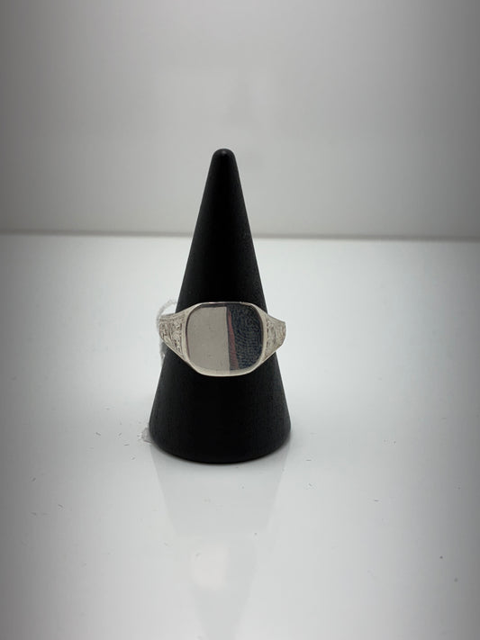 Sterling Silver Mens Cushion Signet Ring
