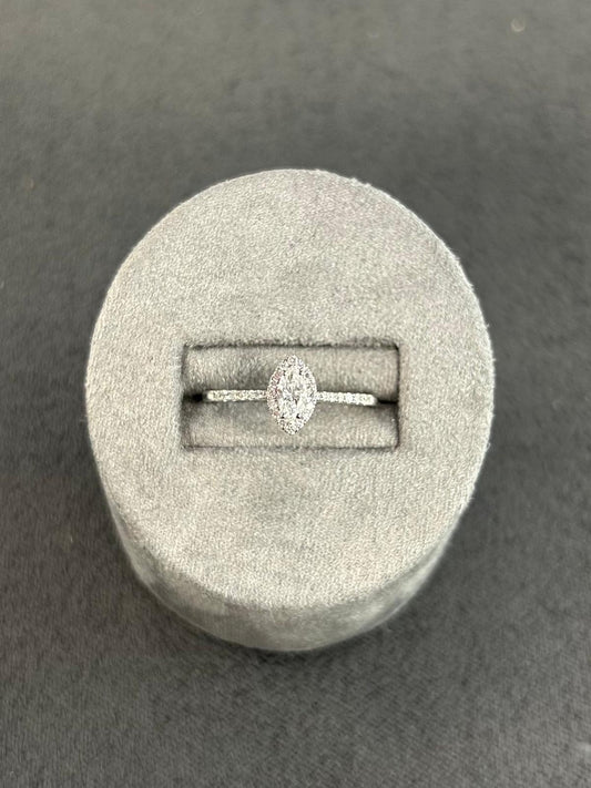 9ct White Gold Lab Marquise and Round Halo