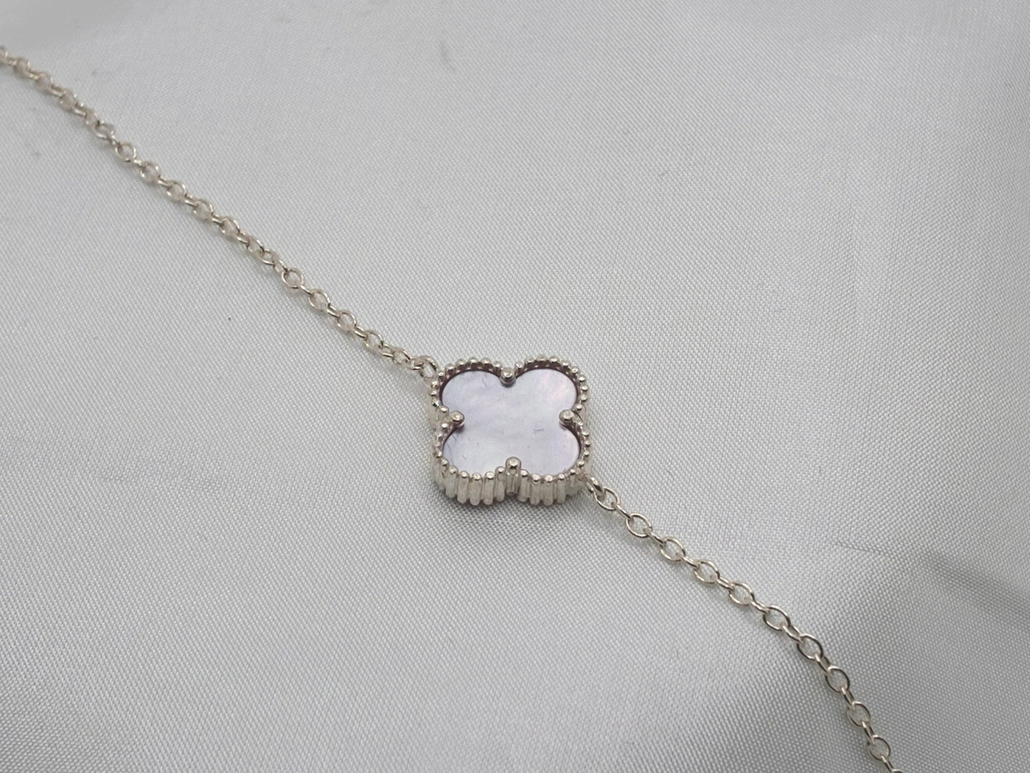 Sterling Silver MOP Clover Bracelet