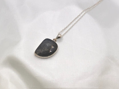 Sterling Silver Freeform Natural Sapphire Pendant
