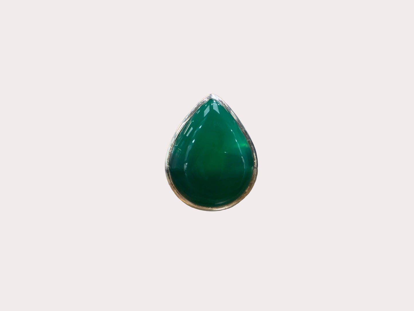 Sterling Silver Heavy Green Onyx Ring 10.03