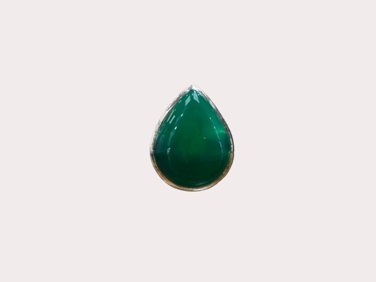 Sterling Silver Heavy Green Onyx Ring 10.03