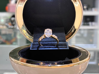 18ct Yellow Gold Lab Grown Oval with Marquise Shoulders 2.32ct Total