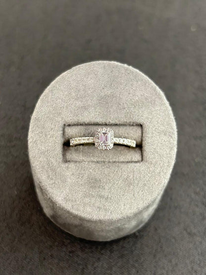 9ct Yellow Gold Lab Emerald Cut and Round Halo