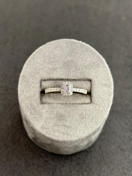 9ct Yellow Gold Lab Emerald Cut and Round Halo