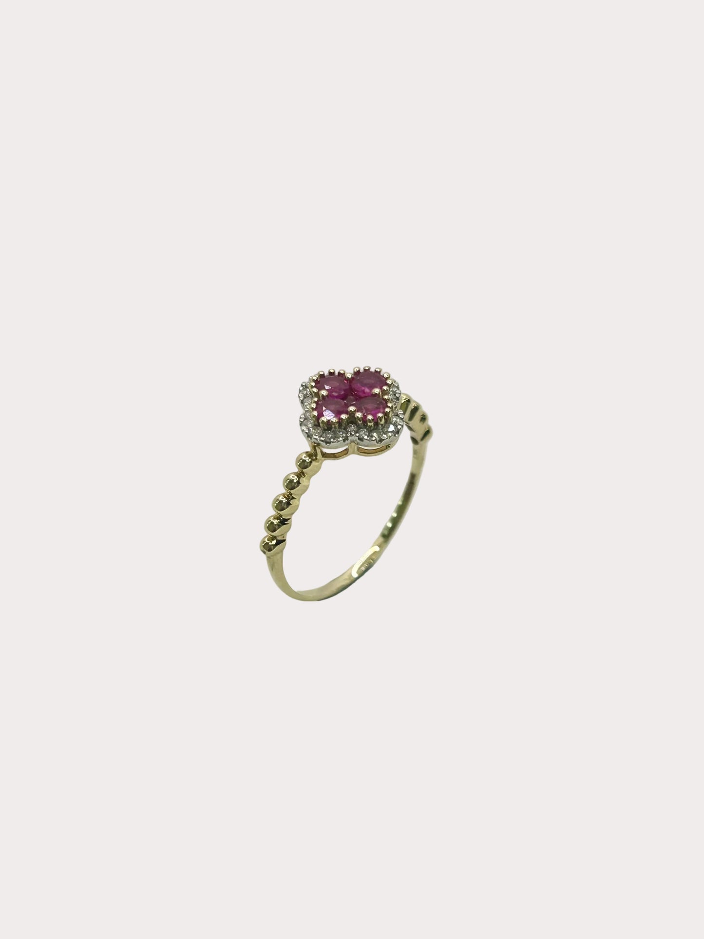 9ct Diamond & Ruby Clover Ring
