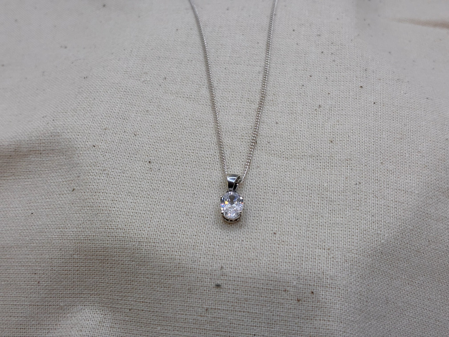 Sterling Silver Oval CZ Pendant