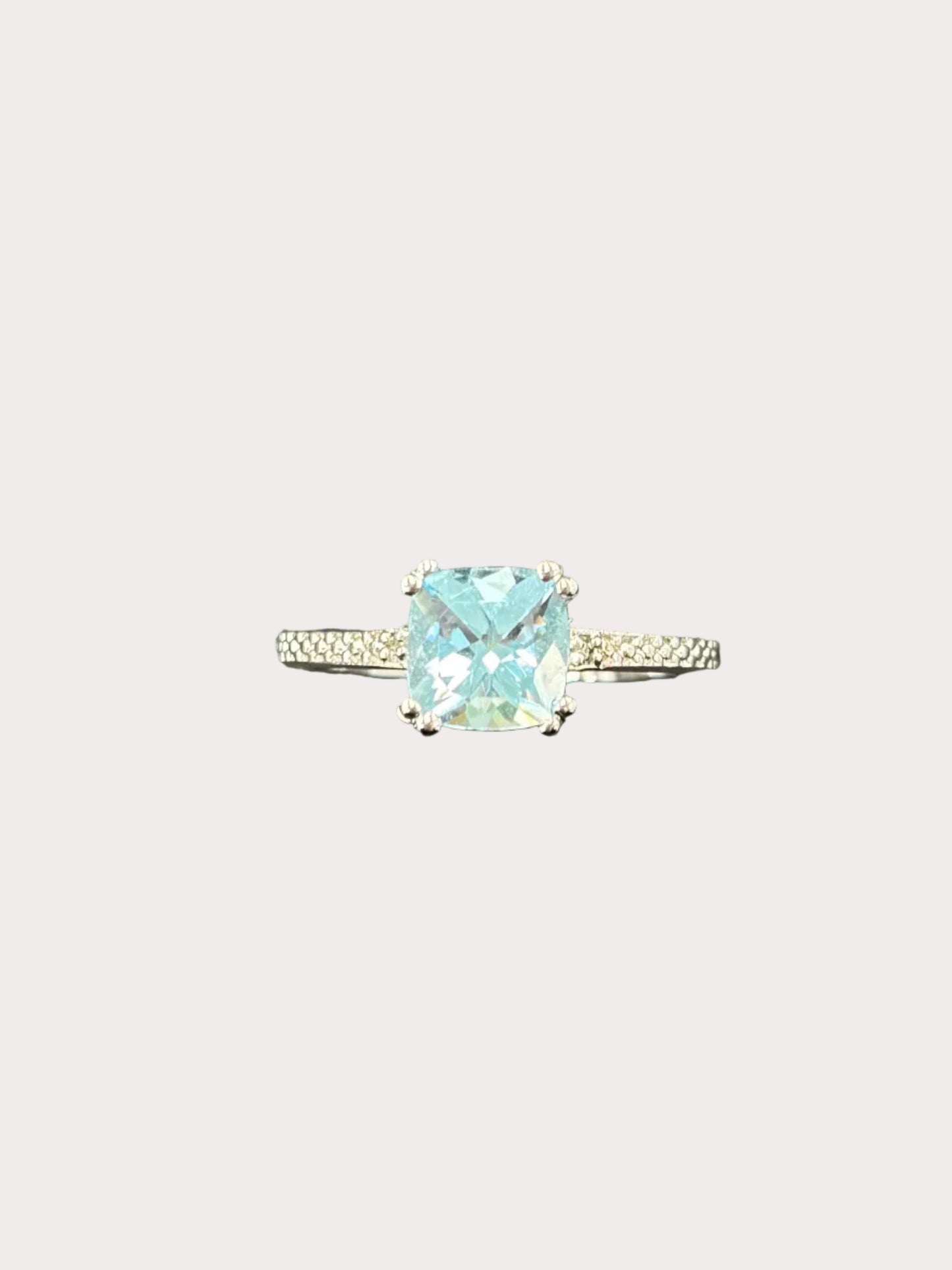 Sterling Silver Cushion Cut Gemstone Ring