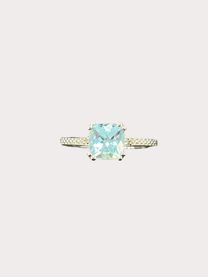 Sterling Silver Cushion Cut Gemstone Ring