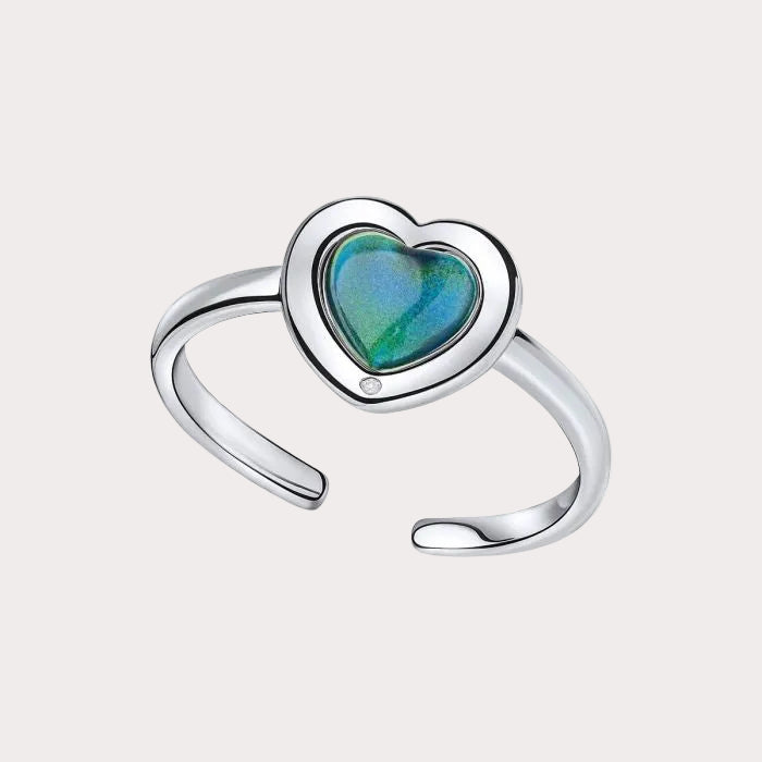 Sterling Silver Heart Shape Mood Stone Ring
