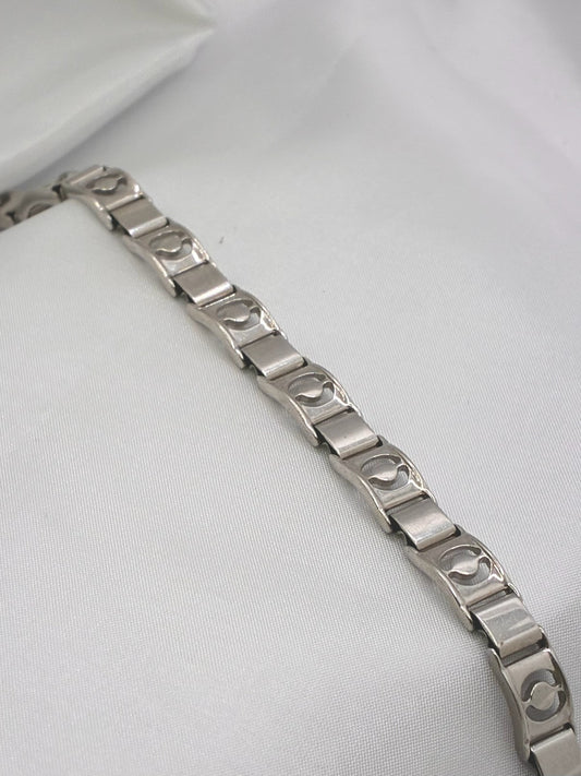 9ct White Gold Fancy Link Bracelet