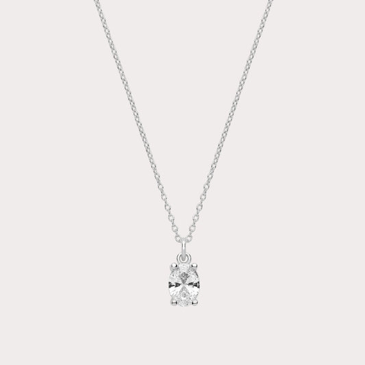 Sterling Silver Oval CZ Pendant