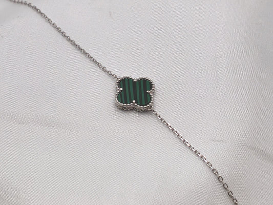 Sterling Silver Green Clover Bracelet