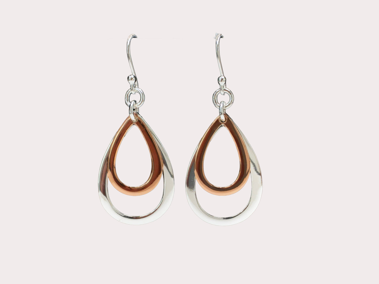 Sterling Silver Rose Gold Plated Drop Earrings