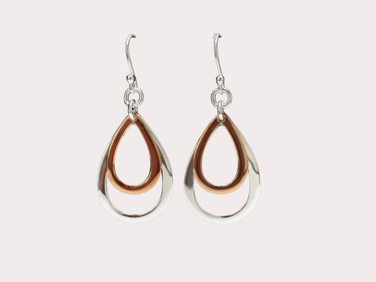 Sterling Silver Rose Gold Plated Drop Earrings