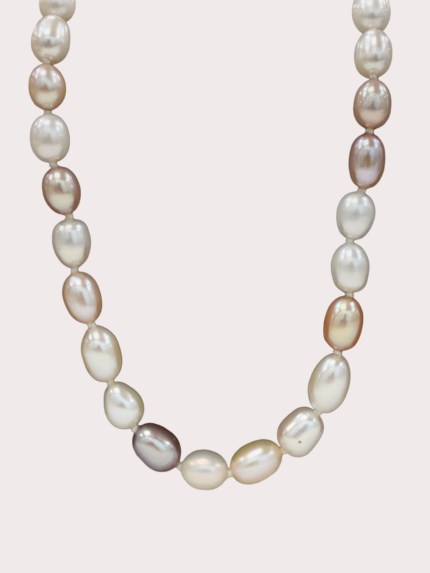 Sterling Silver Multicolour Rice Pearl Necklace