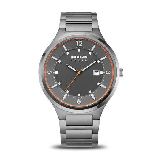 Bering Time Mens Brushed Grey Solar Watch
