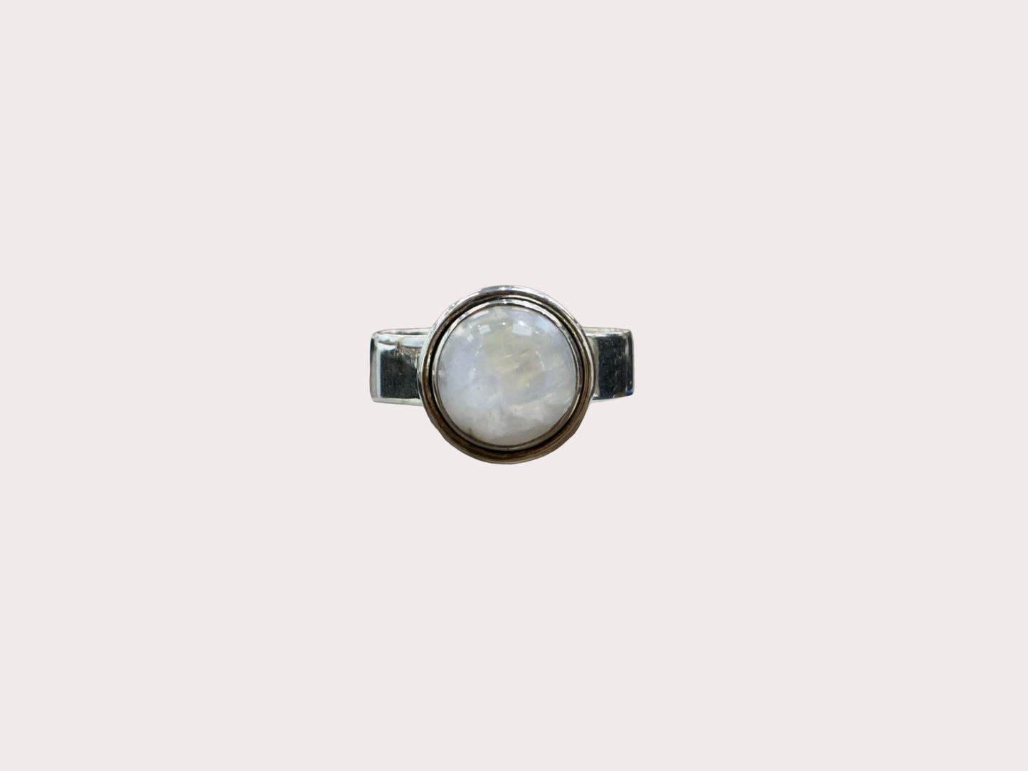 Sterling Silver Round Moonstone Ring