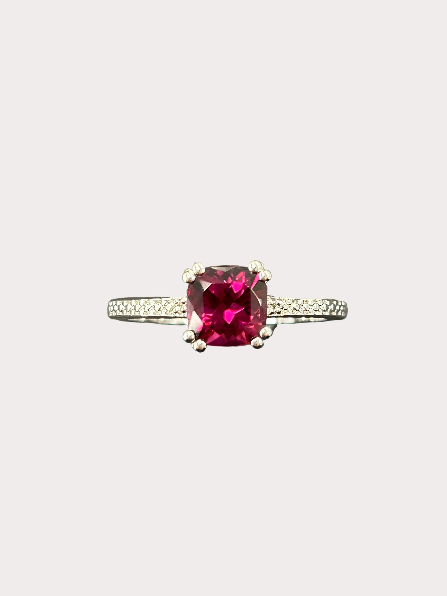 Sterling Silver Cushion Cut Gemstone Ring