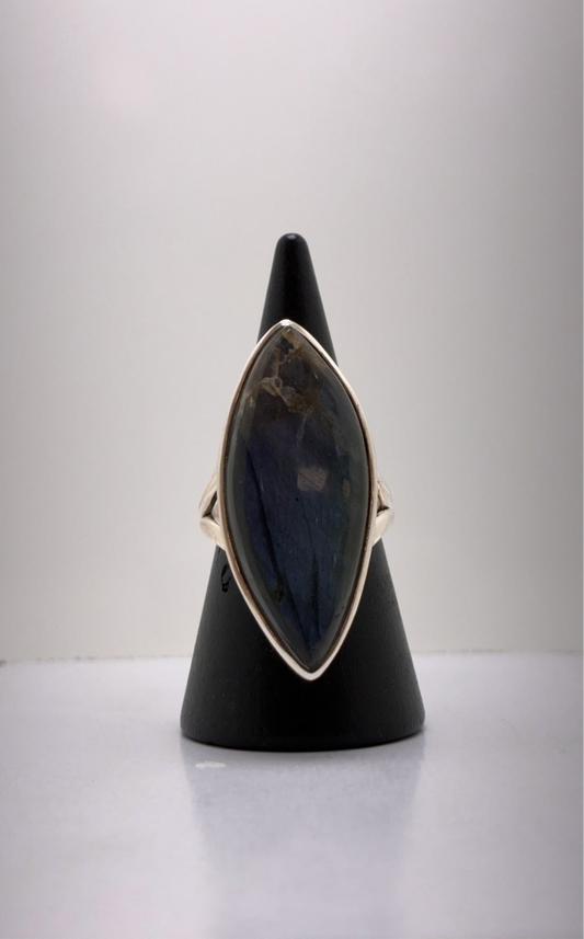 Sterling Silver Heavy Labradorite Ring 6.5